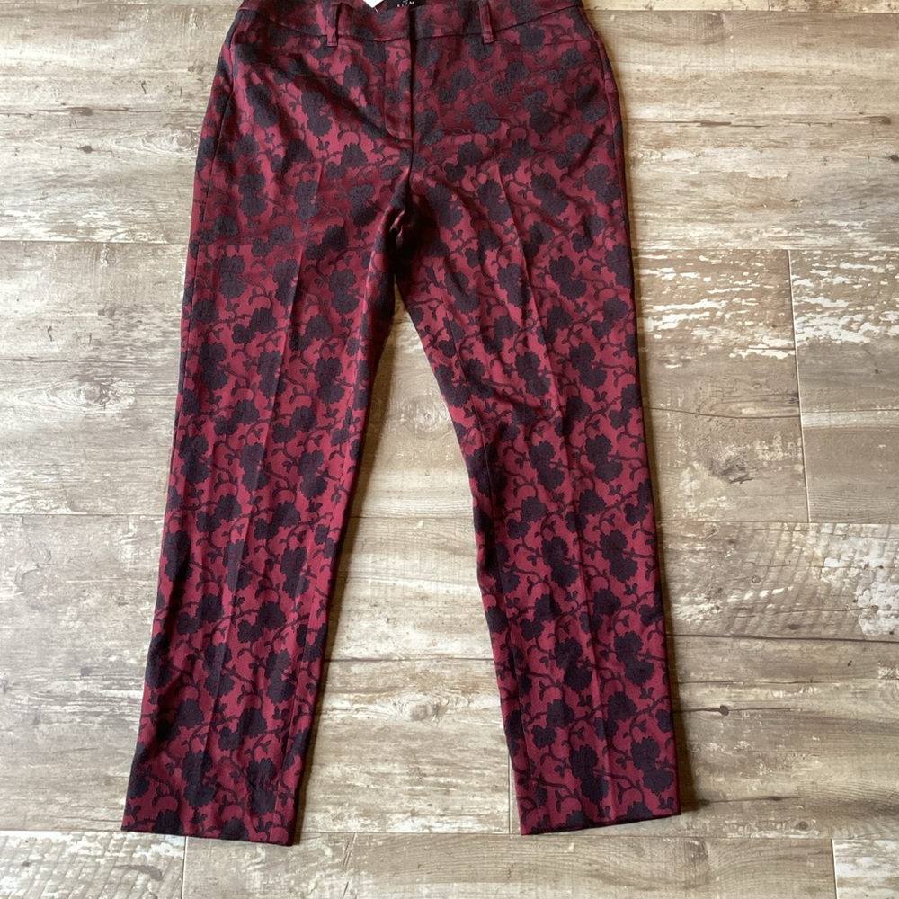 NWT WHBM The Slim Ankle Red & Black Pants Women’s 6